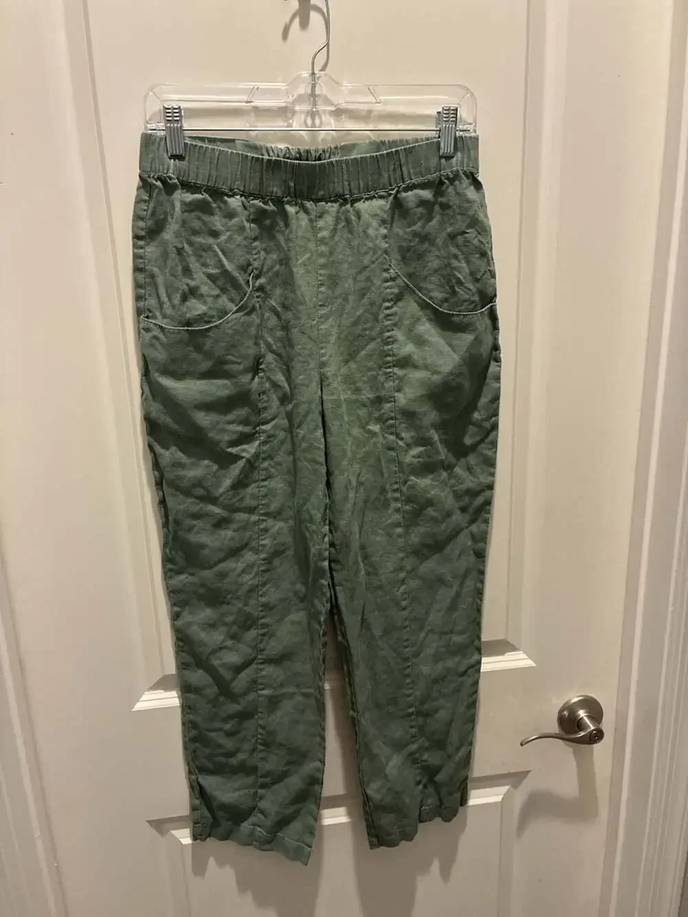 Quince 100% Linen Pull-On Pants Green Size S